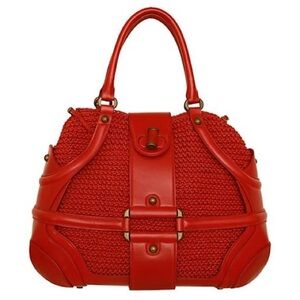 Women’s Red Woven Tote Handbag - Classic Style